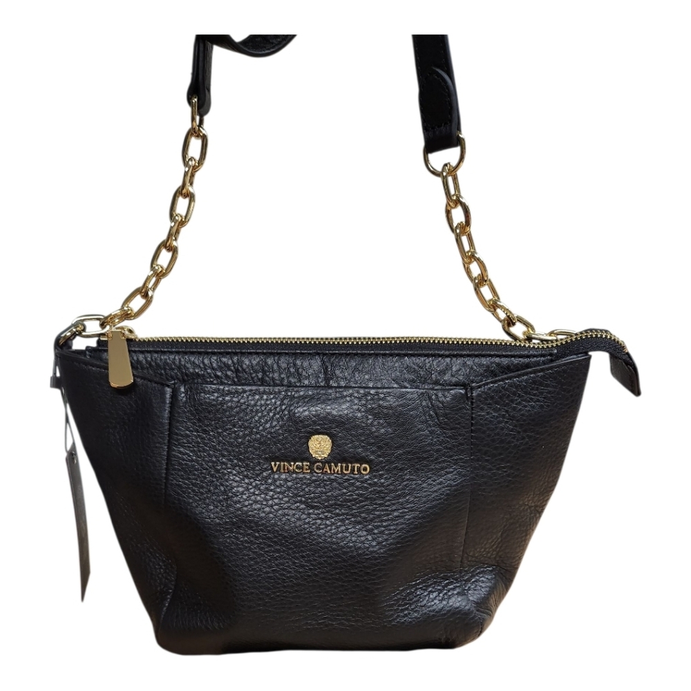 Vince Camuto Black Crossbody Bag with Gold Accents NWT